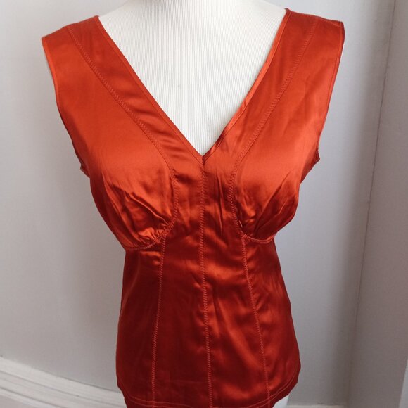 EXPRESS SILK ORANGE SLEEVELESS TOP 10 NWT - Picture 10 of 11
